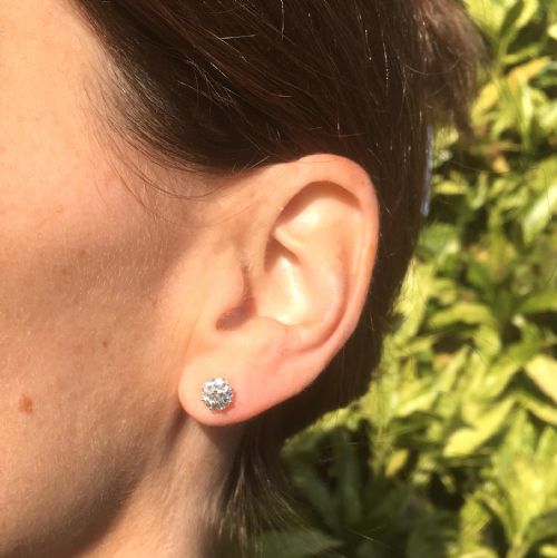 fig 1. Art Deco 1.60 Carat Old Cut Diamond Stud Earrings, circa 1935
