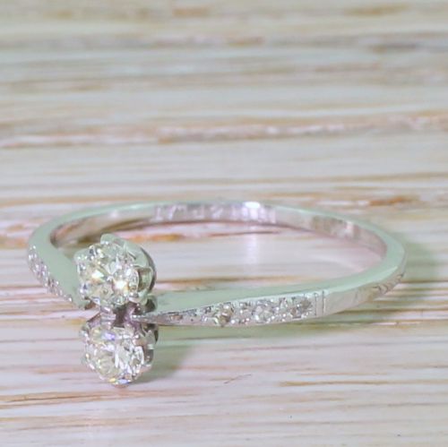 Art Deco 0.30 Carat Old Cut Diamond Toi Et Moi Ring, Circa 1930

