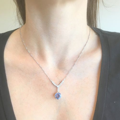 fig 1. Art Deco 3.15 Carat Sapphire & Old Cut Diamond Necklace, circa 1915