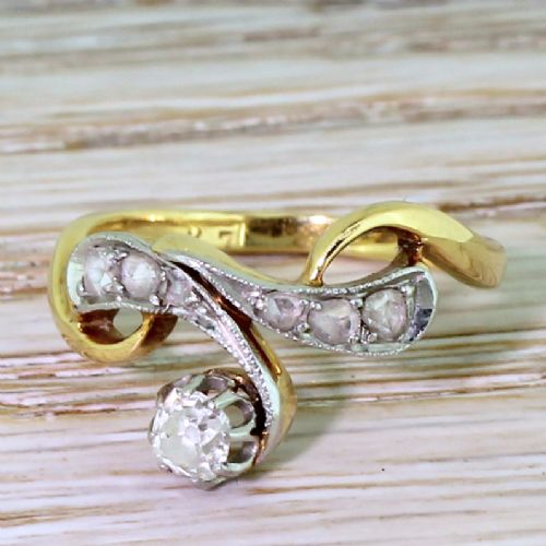 Art Nouveau 0.35 Carat Old Cut Diamond Ring, French, Circa 1925
