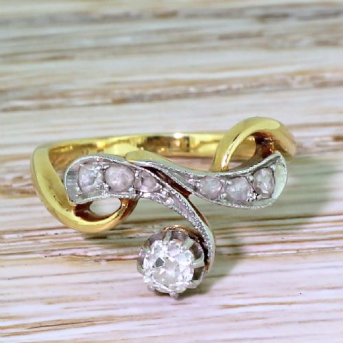fig 1. Art Nouveau 0.35 Carat Old Cut Diamond Ring, French, circa 1925
