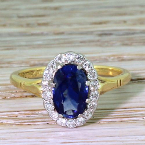 fig 1. Art Deco 1.75 Carat Sapphire & Diamond Cluster Ring, circa 1925