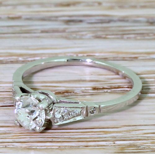 Art Deco 0.50 Carat Old Cut Diamond Engagement Ring, Circa 1920
