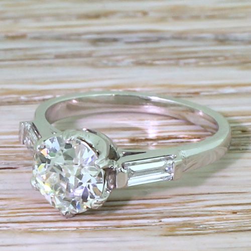 Art Deco 1.38 Carat Old Cut Diamond Solitaire Engagement Ring, Circa 1935
