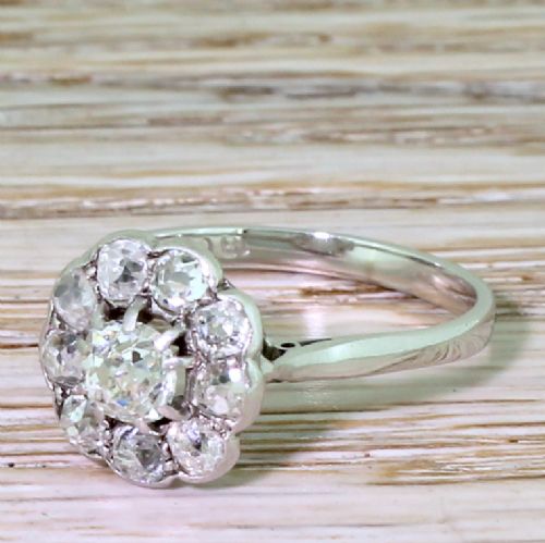 Art Deco 1.59 Carat Old Cut Diamond Cluster Ring, Circa 1935
