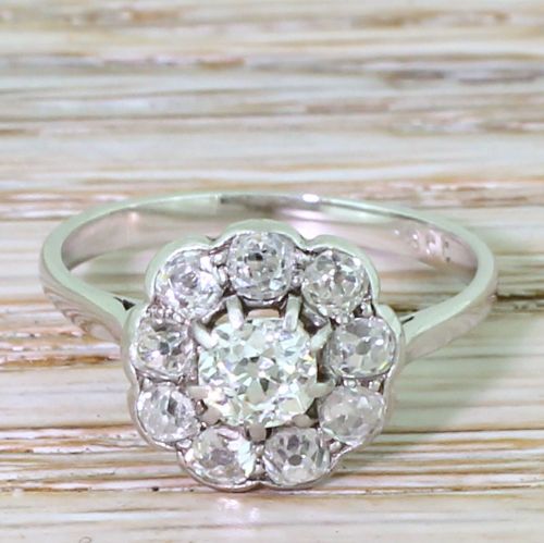 fig 1. Art Deco 1.59 Carat Old Cut Diamond Cluster Ring, circa 1935