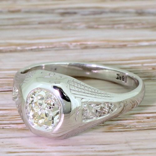 Art Deco 0.78 Carat Old Cut Diamond Solitaire Ring, Circa 1935
