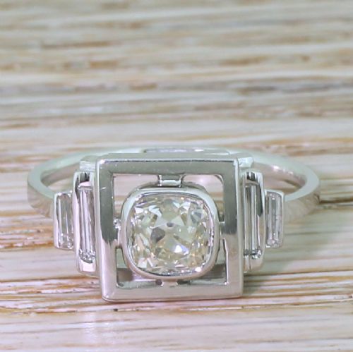 fig 1. Art Deco 0.90 Carat Old Cut Diamond Solitaire Ring, circa 1930