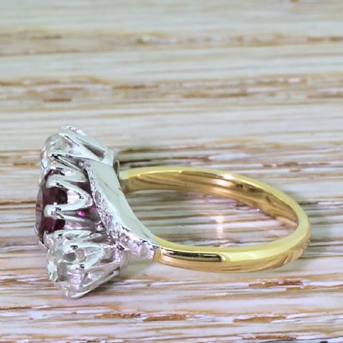 fig 2. Art Deco Natural Ruby & Old Cut Diamond Trilogy Crossover Ring, circa 1940
