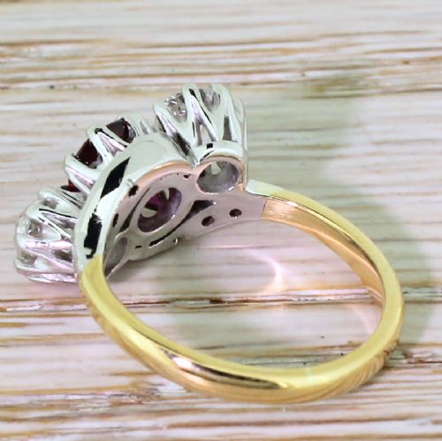 fig 3. Art Deco Natural Ruby & Old Cut Diamond Trilogy Crossover Ring, circa 1940
