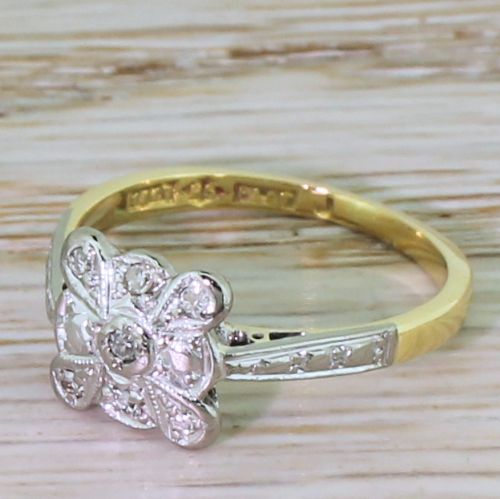 Edwardian Eight-cut Diamond Square Cluster Ring, Circa 1910
