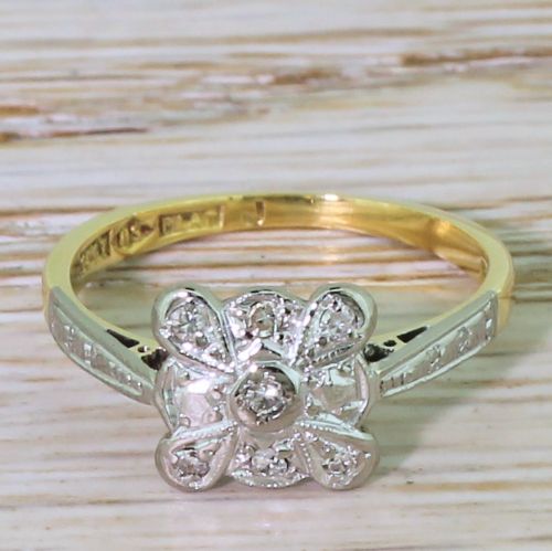 fig 1. Edwardian Eight-Cut Diamond Square Cluster Ring, circa 1910