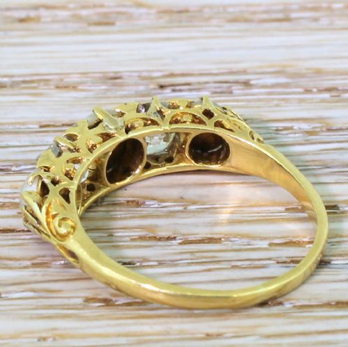 fig 3. Victorian Pearl & Old Cut Diamond Carved Half Hoop Ring, circa 1900