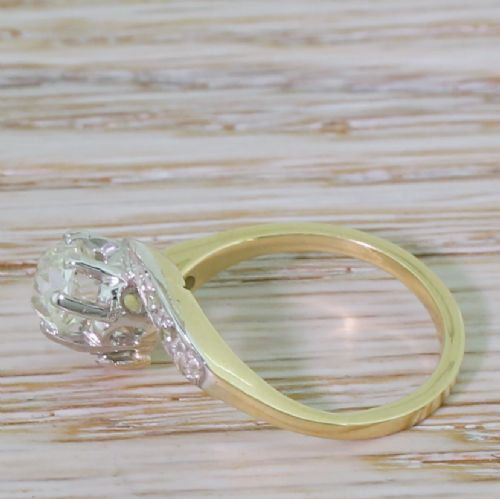 fig 2. Art Deco 0.92 Carat Old Cut Diamond Crossover Solitaire Ring, circa 1920