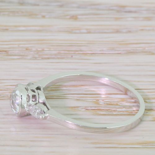 fig 2. Mid Century 0.78 Carat Old Cut Diamond Engagement Ring, French, 1950