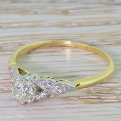 Art Deco 0.53 Carat Old Cut Diamond Engagement Ring, Circa 1915
