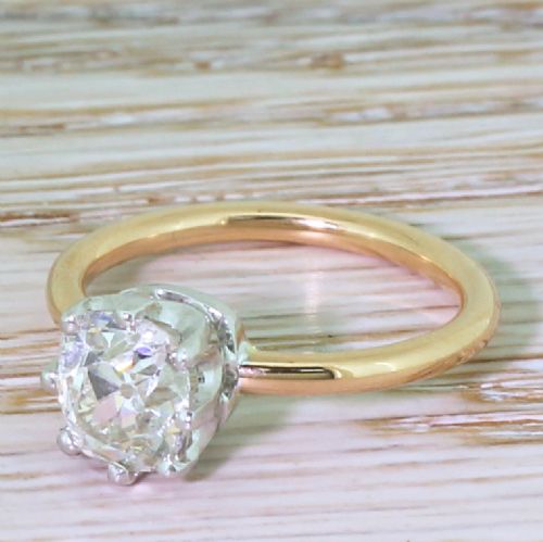 Mid Century 1.83 Carat Old Cut Diamond Engagement Ring, 1950
