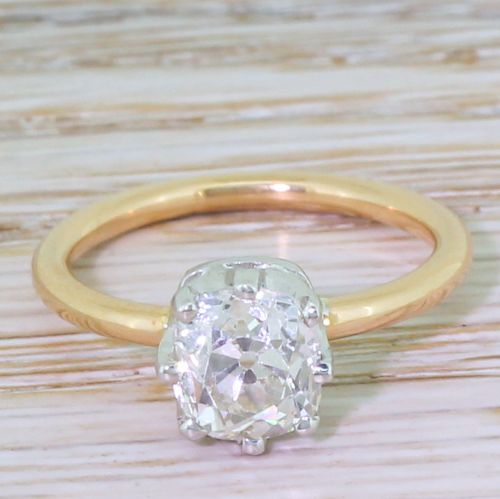 fig 1. Mid Century 1.83 Carat Old Cut Diamond Engagement Ring, 1950