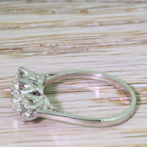 fig 2. Art Deco 1.21 Carat Old Cut Diamond Trilogy Ring, circa 1930