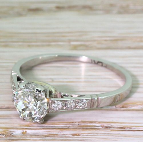 Mid Century 1.02 Carat Transitional Cut Diamond Engagement Ring, 1950

