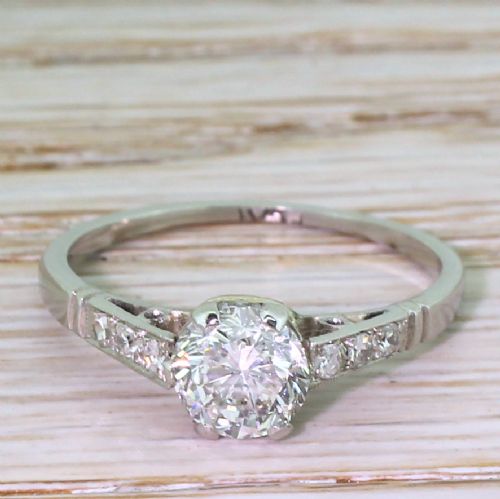 fig 1. Mid Century 1.02 Carat Transitional Cut Diamond Engagement Ring, 1950
