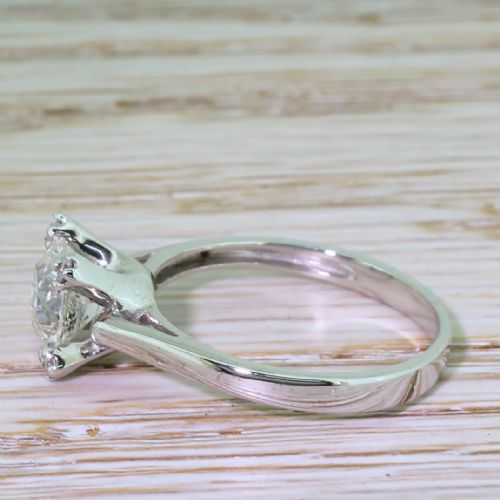 fig 2. 1.38 Carat Old Cut Diamond Solitaire Engagement Ring, Portuguese, White Gold
