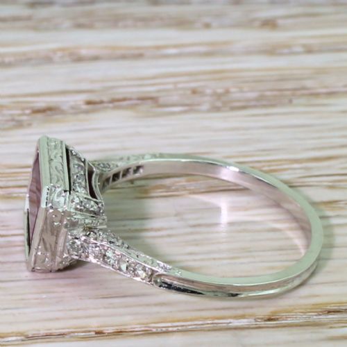 fig 2. Art Deco 1.75 Carat Emerald Cut Natural No Heat Ruby & Diamond Ring, circa 1940
