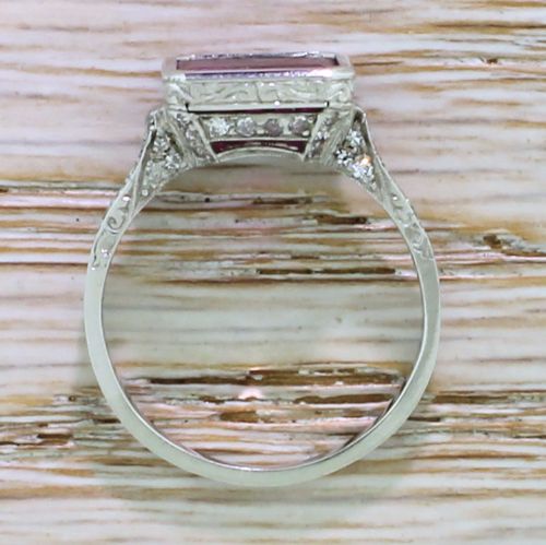 fig 3. Art Deco 1.75 Carat Emerald Cut Natural No Heat Ruby & Diamond Ring, circa 1940