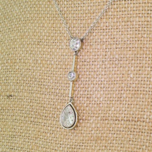 Art Deco 2.35 Carat Old Pear & Mine Cut Diamond Drop Pendant, Circa 1920
