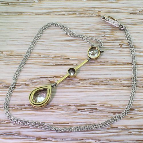 fig 2. Art Deco 2.35 Carat Old Pear & Mine Cut Diamond Drop Pendant, circa 1920
