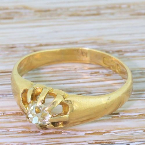 Edwardian 0.30 Carat Old Cut Diamond Solitaire Ring, Dated 1902
