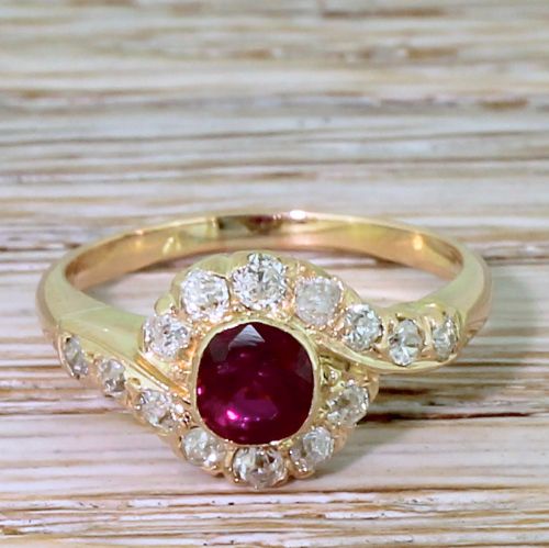 fig 1. Edwardian 0.55 Carat Ruby & 0.60 Carat Old Cut Diamond Cluster Ring, circa 1910
