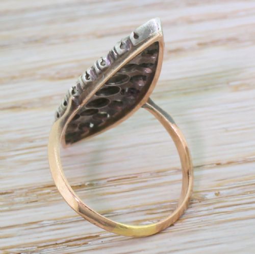 fig 2. Victorian 1.00 Carat Rose Cut Diamond Navette Ring, circa 1870
