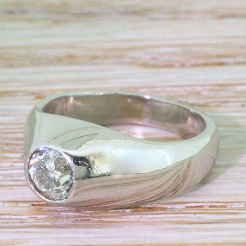 1.15 Carat Old Cut Diamond Solitaire Ring, Platinum
