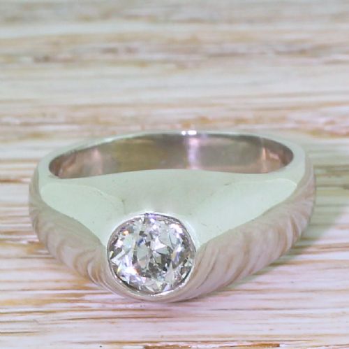 fig 1. 1.15 Carat Old Cut Diamond Solitaire Ring, Platinum