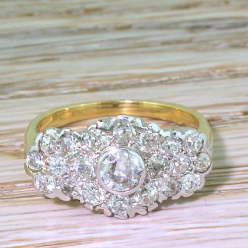 fig 1. Art Deco 1.30 Carat Old Cut Diamond Cluster Ring, circa 1940
