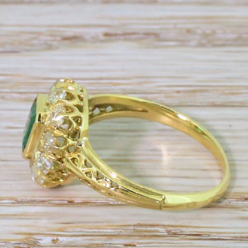 fig 2. Art Nouveau 0.55 Carat Colombian Emerald & Old Cut Diamond Ring, French, circa 1915
