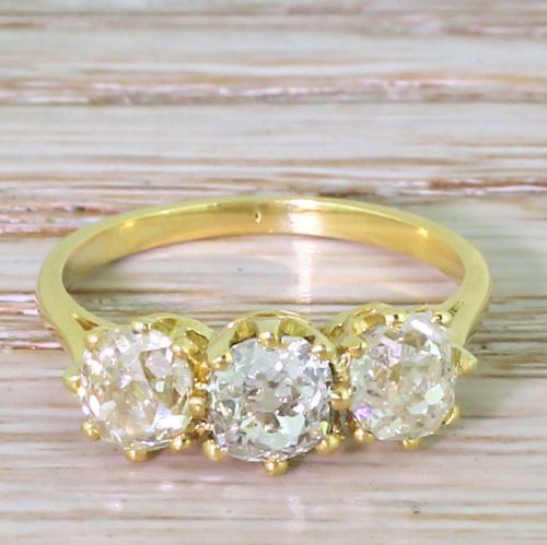 fig 1. Art Deco 2.56 Carat Old Cut Diamond Trilogy Ring, circa 1930

