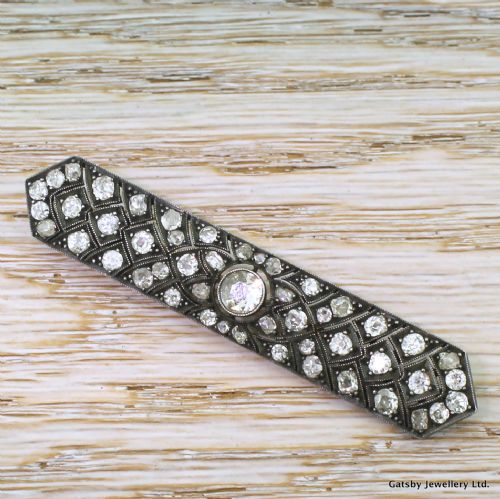 Victorian 3.27 Carat Old Cut Diamond Bar Brooch, Circa 1850
