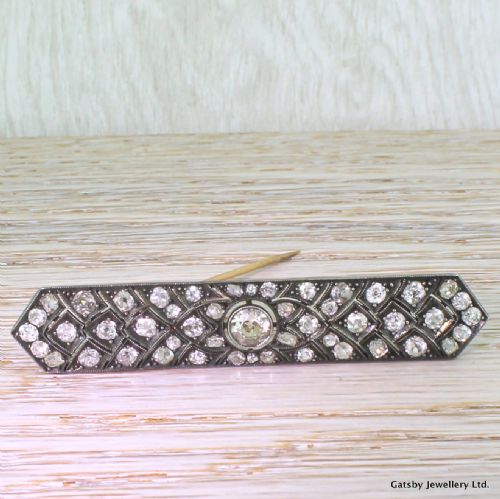 fig 1. Victorian 3.27 Carat Old Cut Diamond Bar Brooch, circa 1850
