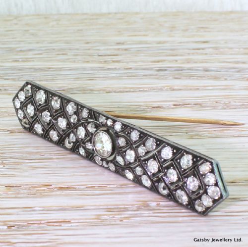 fig 2. Victorian 3.27 Carat Old Cut Diamond Bar Brooch, circa 1850