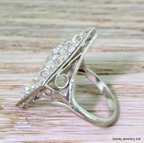 fig 2. Art Deco 4.16 Carat Old Cut Diamond Kite Cluster Ring, circa 1920