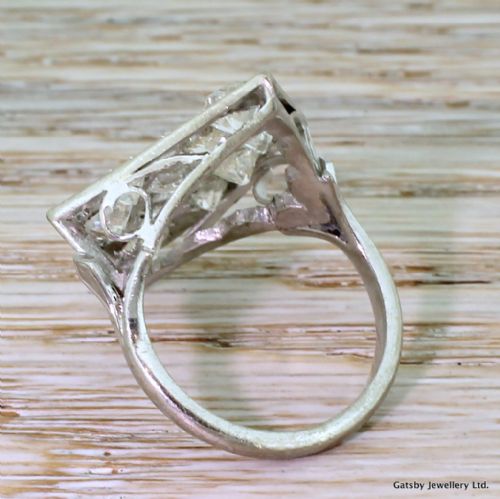 fig 3. Art Deco 4.16 Carat Old Cut Diamond Kite Cluster Ring, circa 1920