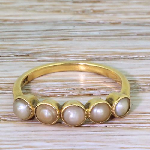 fig 1. Art Deco Natural Pearl Five Stone Ring, circa 1915