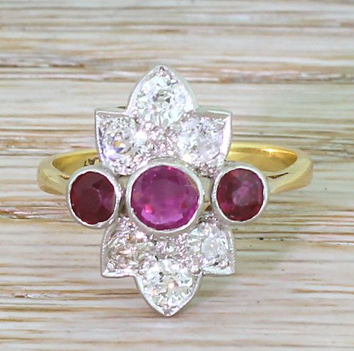fig 1. Art Deco 0.73 Carat Ruby & 0.90 Carat Old Cut Diamond Ring, circa 1930