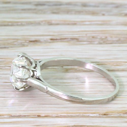 fig 2. An Art Deco diamond solitaire engagement ring featuring an old mine cut diamond set in platinum.