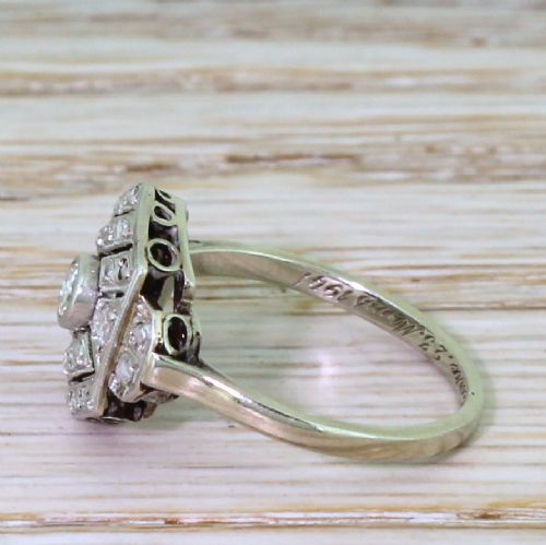 fig 2. Art Deco Transitional & Rose Cut Diamond Cluster Ring, French, dated 1941