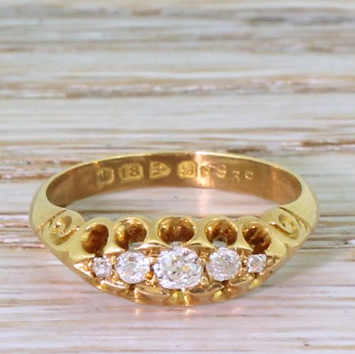 fig 1. Edwardian 0.35 Carat Old Cut Diamond Five Stone Ring, dated 1902