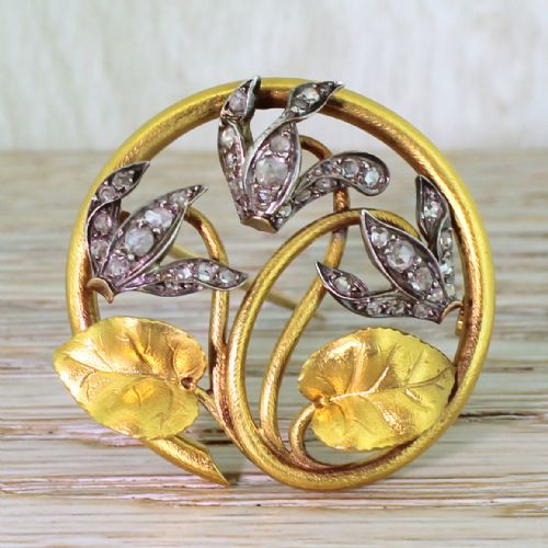 fig 1. Art Nouveau Rose Cut Diamond Cyclamen Brooch, circa 1890