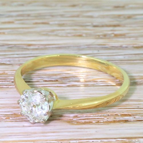 Art Deco 0.73 Carat Old Cut Diamond Engagement Ring, Circa 1940
